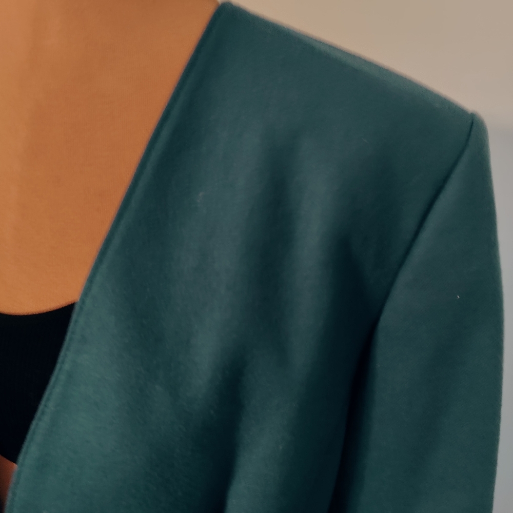 Pendleton Cropped Structured Teal Blazer Pockets … - image 8